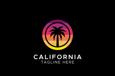 Palm Tree California Beach Logo