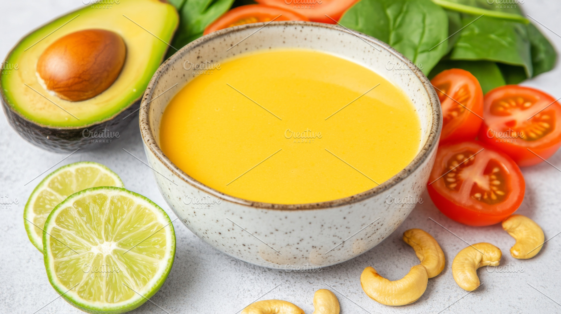 Keto diet bone broth with avocado, l, a Photo by Dvoevnore photos