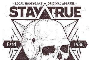 Stay True Vector Dotwork Skull