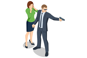 Armed bodyguard protecting woman, a Person Illustration by Golden Sikorka