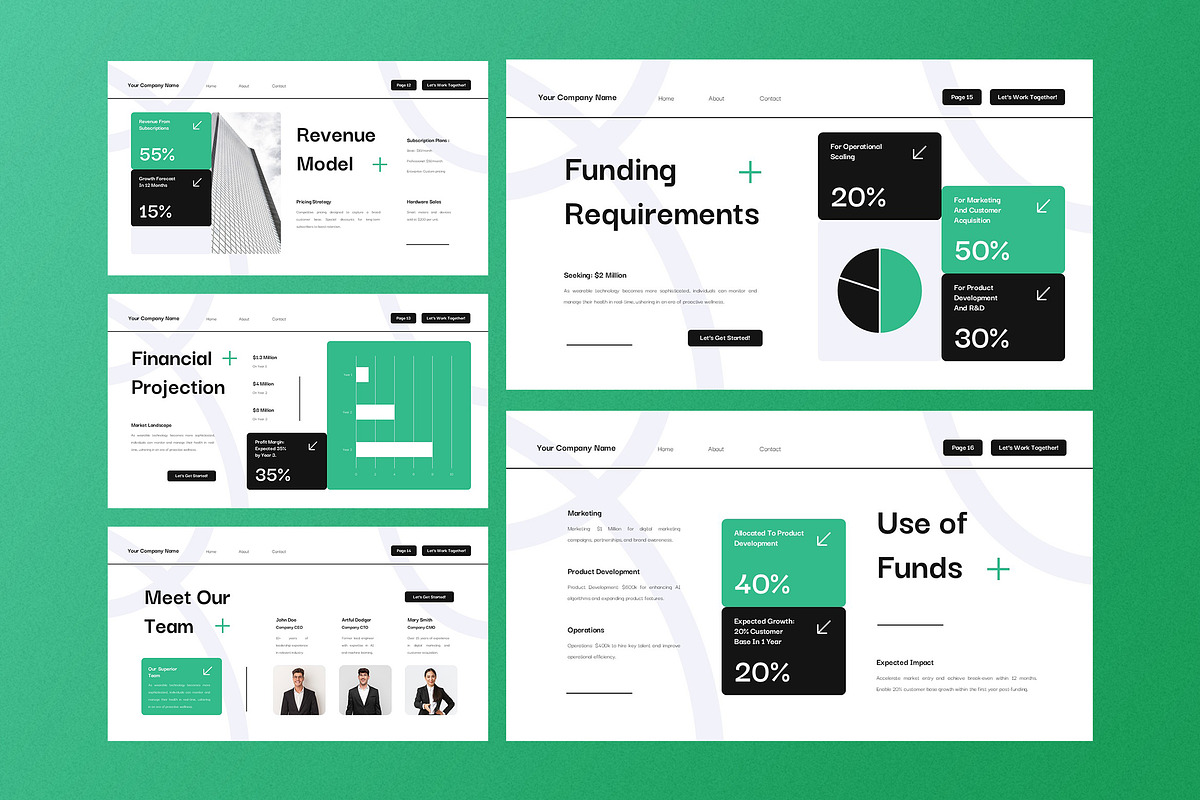 White Green Pitch Deck PPT, a Presentation Template by Aiyari Graphic (Photo 4 of 5)