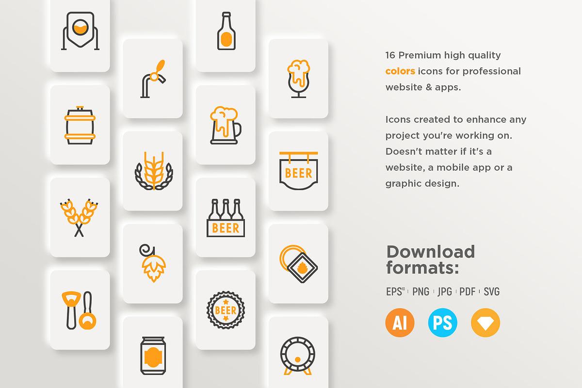 Beer Brewery | 32 Icons Set, an Outline Icon by Marina Silence (Photo 10 of 17)