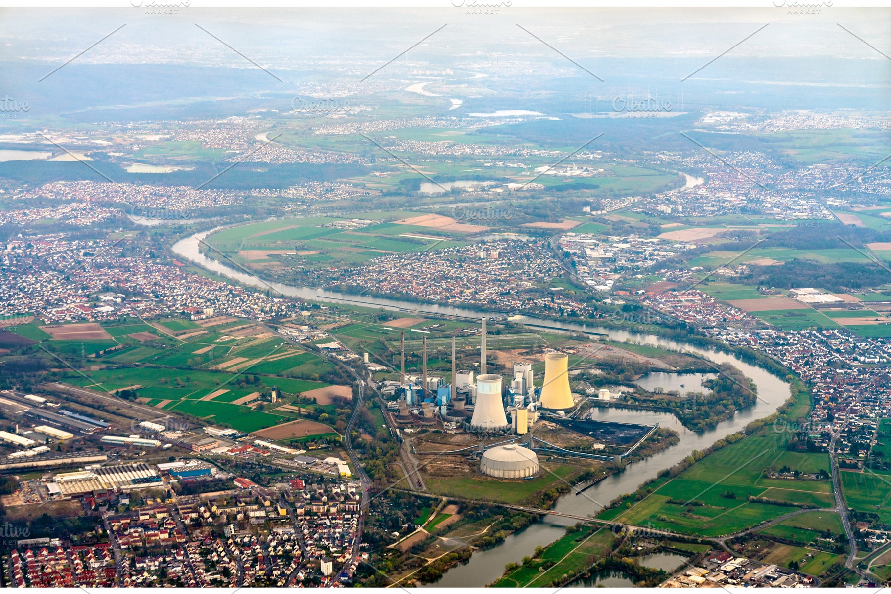 The main river with coalfired stock photo containing power and plant, an Industrial Photo by Leonid Andronov
