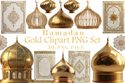 Ramadan Gold Clipart PNG Set, an Illustration by Libby Wishes (Thumbnail 1 of 6)