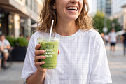 T-Shirt Mockup with Iced Juice Cup, a Shirt Mockup by graphypix (Thumbnail 4 of 4)