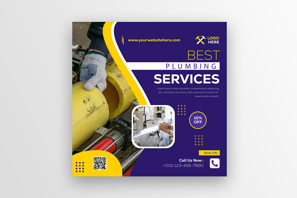 Plumber social media post banner, a Social Media Template by Tahnix Creative (Photo 2 of 3)
