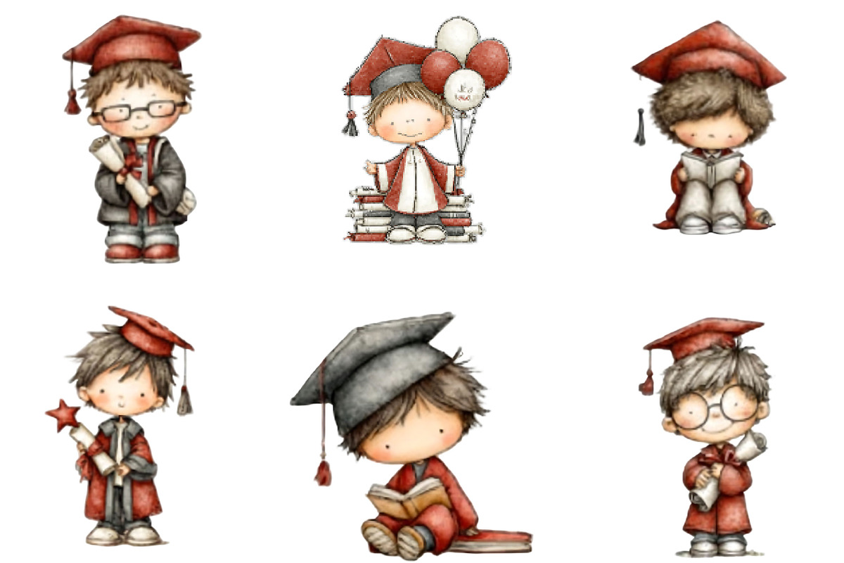 Graduation Kids PNG Clipart, a Seasonal Illustration by Designking (Photo 2 of 5)