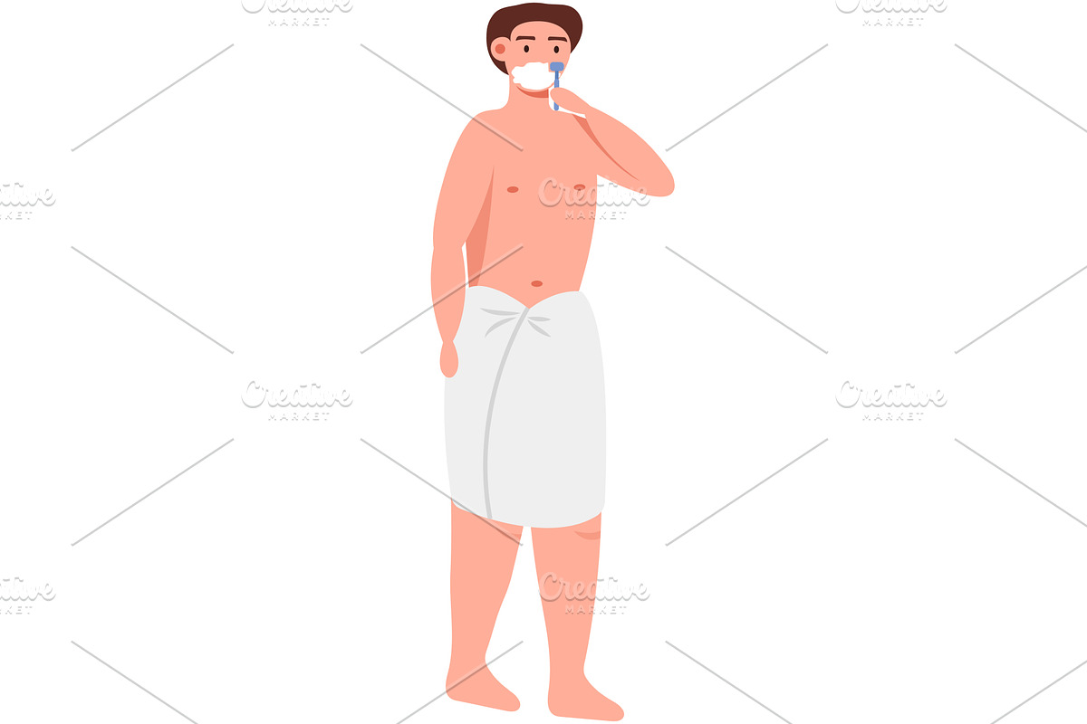 man shaving face vector icon, an Object Illustration by vectorpointstudio
