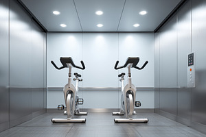 Modern elevator with stationary exercise bikes, a Sports & Recreation Photo by AlyaAnd