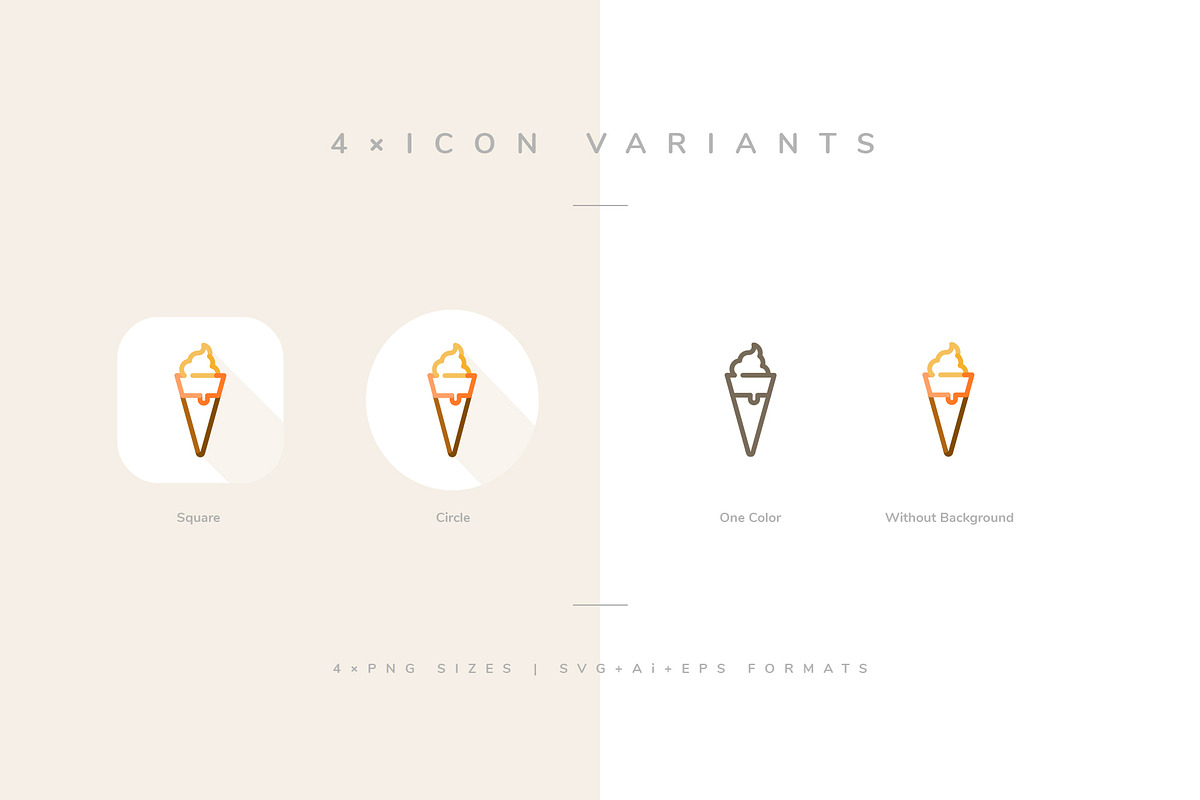 Ice Cream Line Icons, an Outline Icon by blauananas (Photo 2 of 7)
