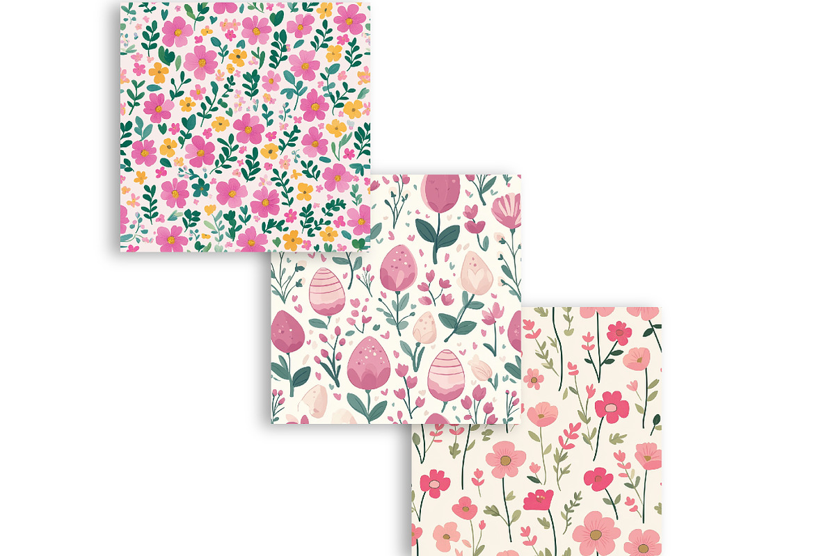 Flowers Easter Garden Digital Paper, a Pattern Graphic by Watercolor ...