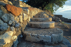 Beautiful stone steps lead up throug, a Photo by Tanuart