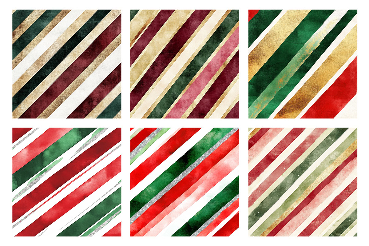 Christmas Stripes Digital Paper, a Pattern Graphic by SinaCreation (Photo 2 of 5)