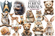 Forest Animals Watercolor Clipart, an Illustration by Daily.Designs (Thumbnail 1 of 5)