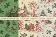 Vintage Christmas Tree Ride Seamless, a Pattern Graphic by Olya Creative (Thumbnail 4 of 7)