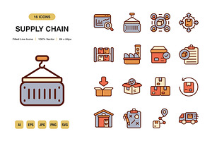 Supply Chain Color Icons, an Icon by Spacepixel Creative