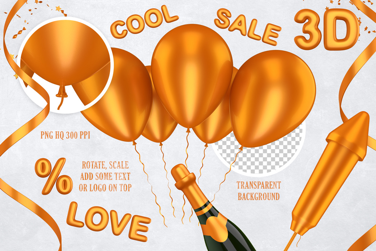 New Year 3D PNG Items Pack, an Object Graphic by pixaroma (Photo 2 of 22)