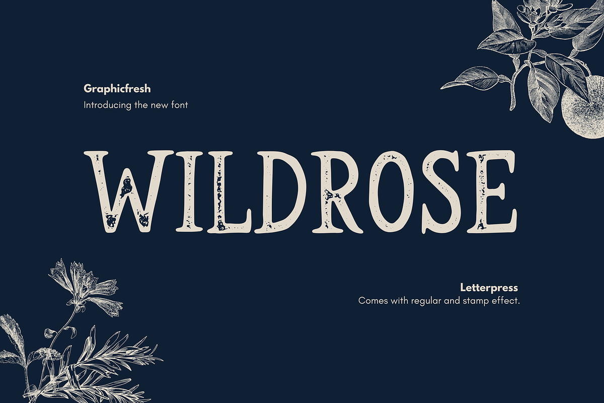 Wildrose - The Vintage Letterpress, a Serif Font by Graphicfresh (Photo 1 of 7)