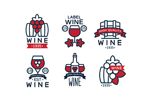 Wine High Quality Retro Labels, a Food Illustration by TopVectors