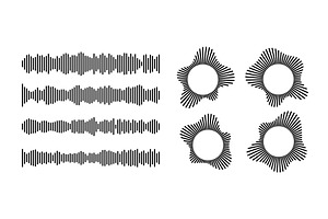 Audio waveform set with radial burst