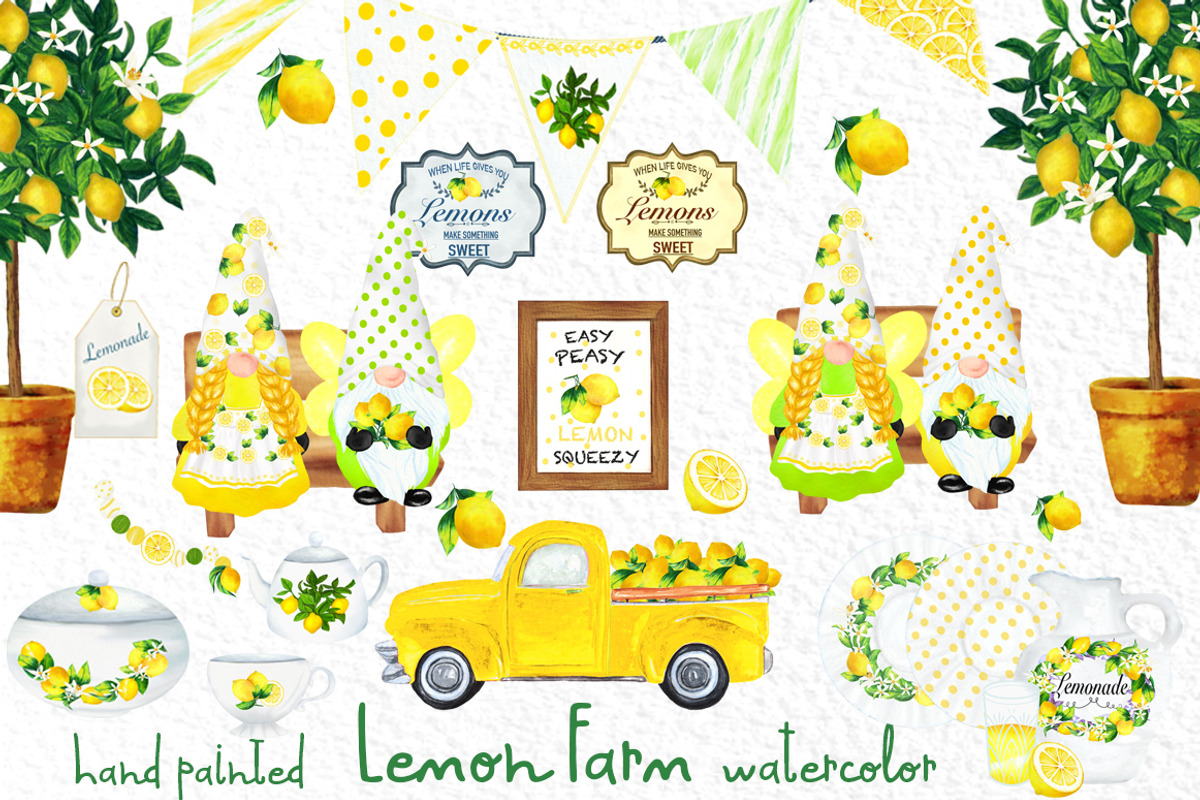 Lemon decor Clipart Lemon tree, a Decorative Illustration by vivastarkids (Photo 1 of 7)