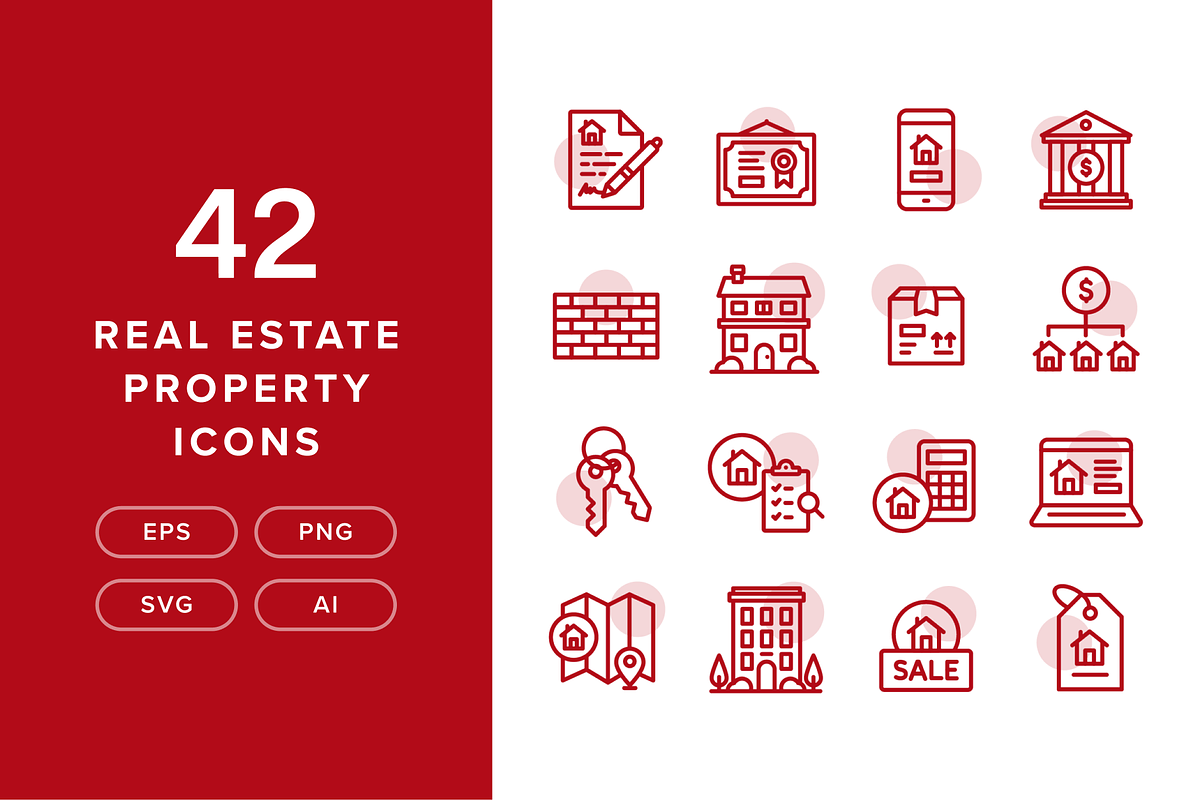 42 Real Estate Icons, an Outline Icon by Furnace (Photo 1 of 3)