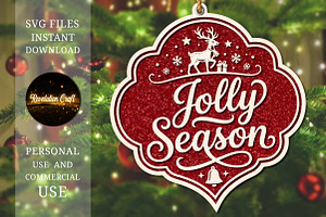 Holly Season Christmas Ornament SVG, an Object Graphic by OK Design