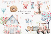 Valentine farm clipart watercolor, an Object Graphic by MyLittleMeow (Thumbnail 1 of 9)