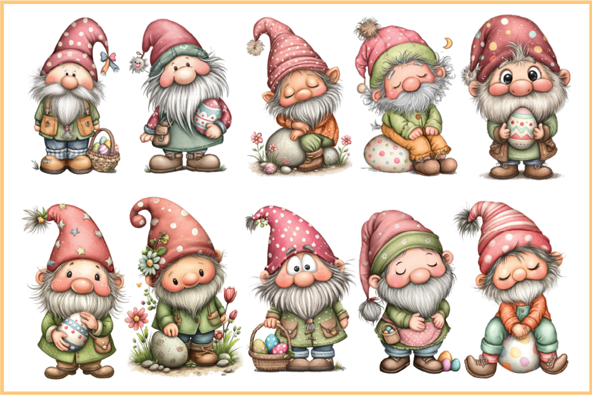 Whimsical Easter Gnome Clipart, a Seasonal Illustration by HueNestify (Photo 3 of 3)