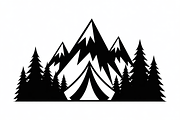 silhouette camping tent mountain, an Illustration by Amazin_art (Thumbnail 9 of 17)