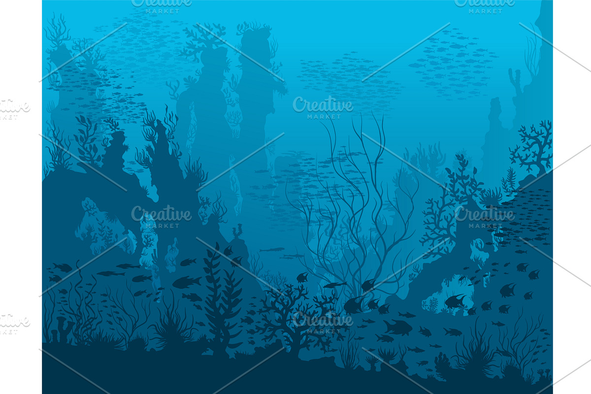 Blue tropical underwater landscape, an Illustration by MSA-Graphics