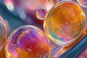 Colorful Oil Bubbles Floating in Abstract Liquid Background, an Abstract Photo by Ocean Digital Art