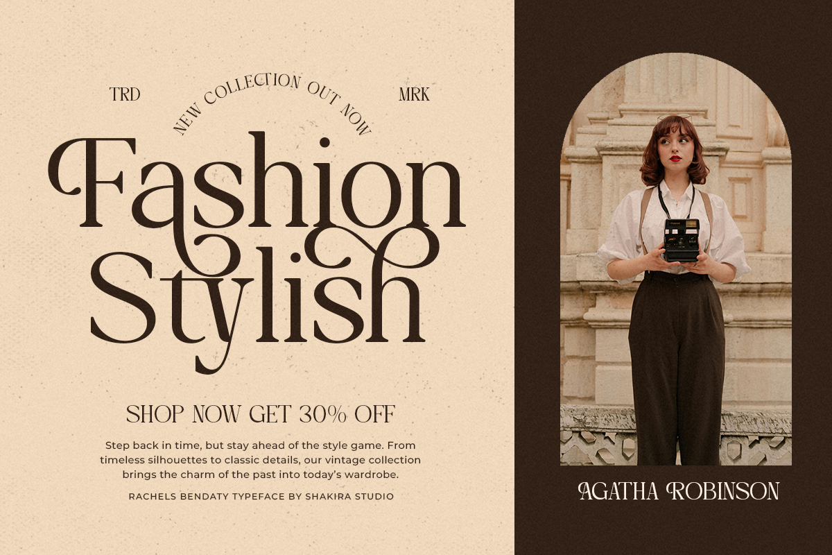 Rachels Bendaty - Retro Serif, a Font by Shakira Studio (Photo 3 of 10)