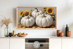 Pumpkins with sunflowers TV art