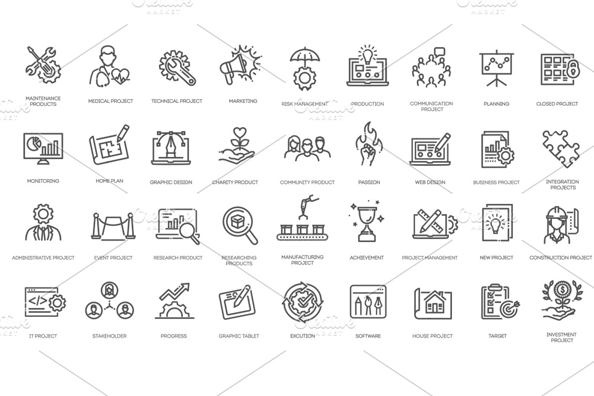 Startup Vector Line Icons Set, an Outline Icon by Tettygreen (Photo 1 of 2)