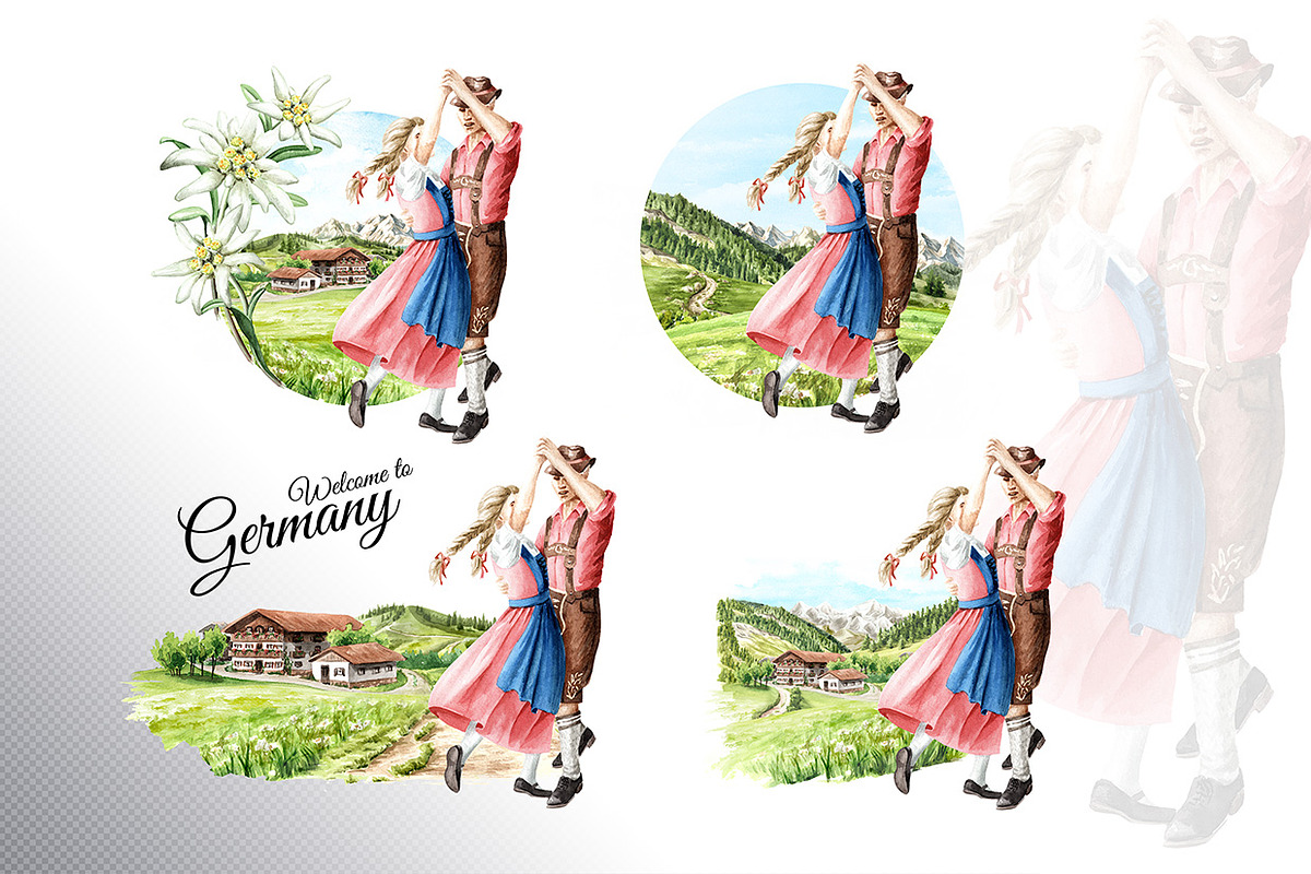 Welcome to Germany. Watercolor set, an Illustration by Daria Ustiugova (Photo 3 of 15)