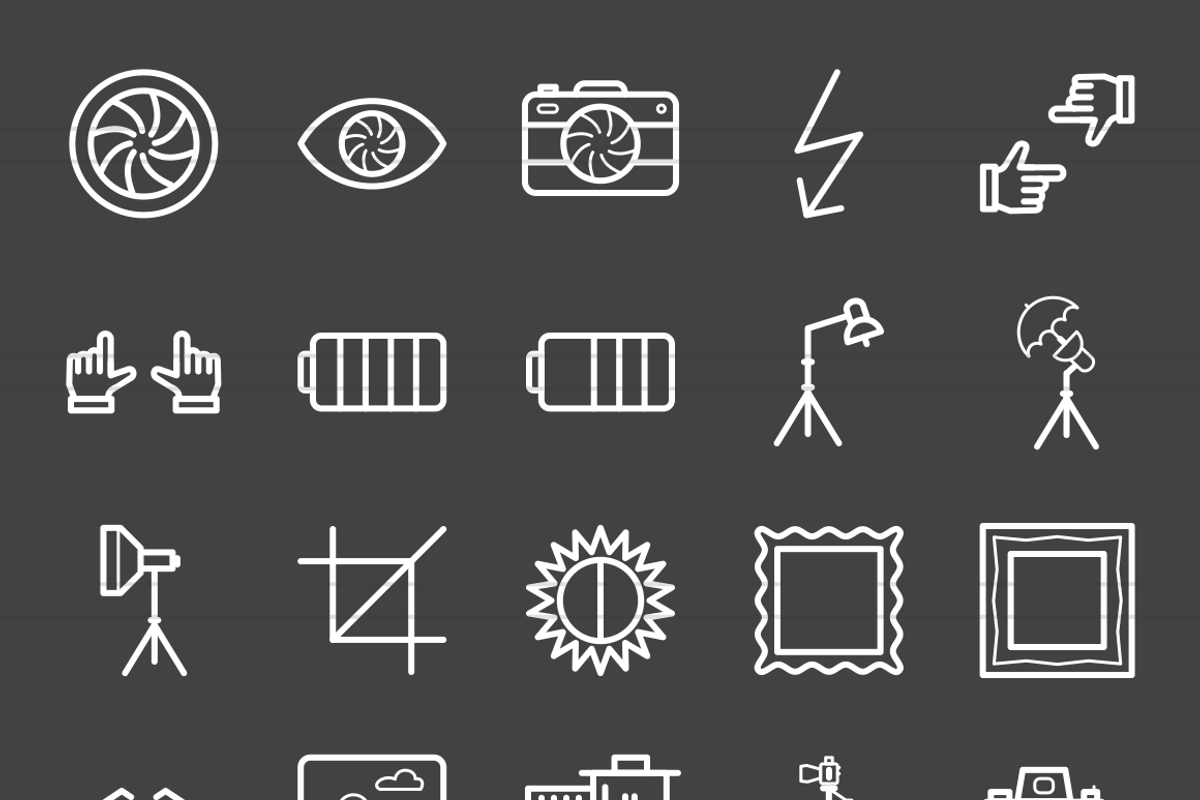 50 Photography Line Inverted Icons, an Outline Icon by IconBunny