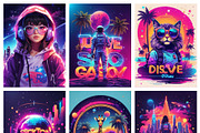 Neon Space Holographic Backgrounds, a Background Graphic by by creative paper (Thumbnail 2 of 6)