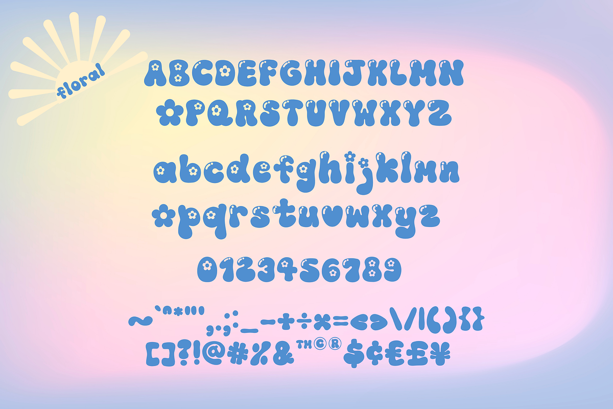 Groovy Flower Retro Font, a Sans Serif Font by Babymimiart (Photo 7 of 7)