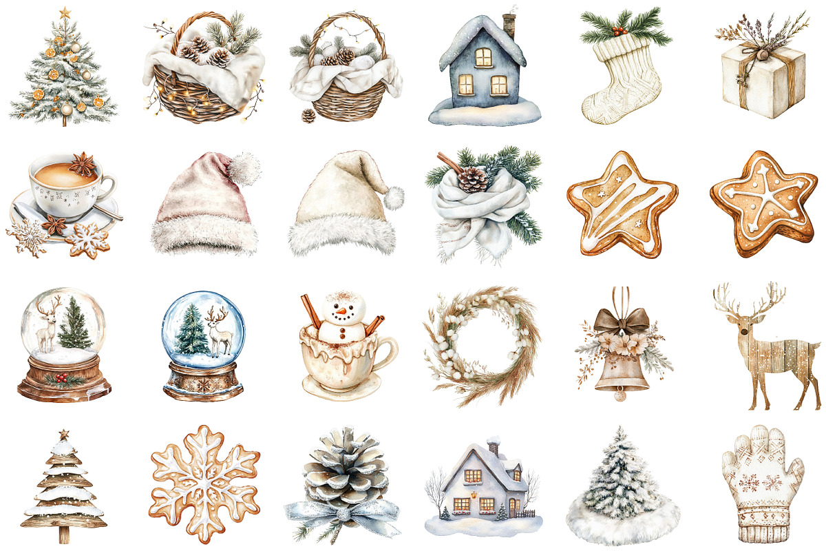 Cozy White Christmas Clipart Set, an Illustration by Sublimation Artist (Photo 2 of 6)
