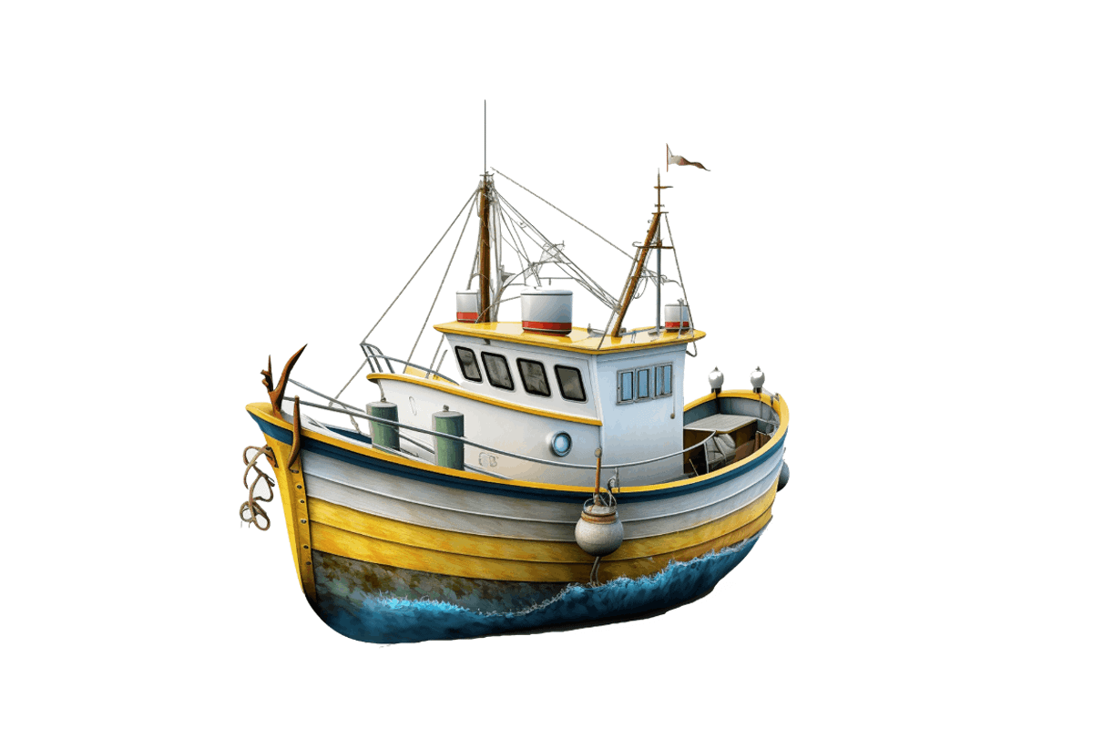 Retro Fishing Boat Clipart Bundle, an Object Graphic by Regulrcrative (Photo 7 of 7)