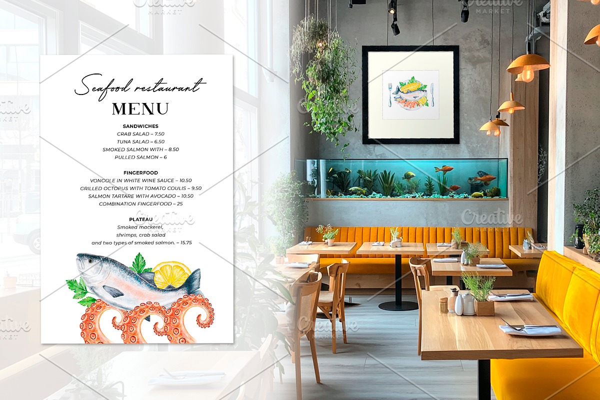 Seafood Watercolor Clipart, a Food Illustration by Eves_Aquadreams (Photo 11 of 12)