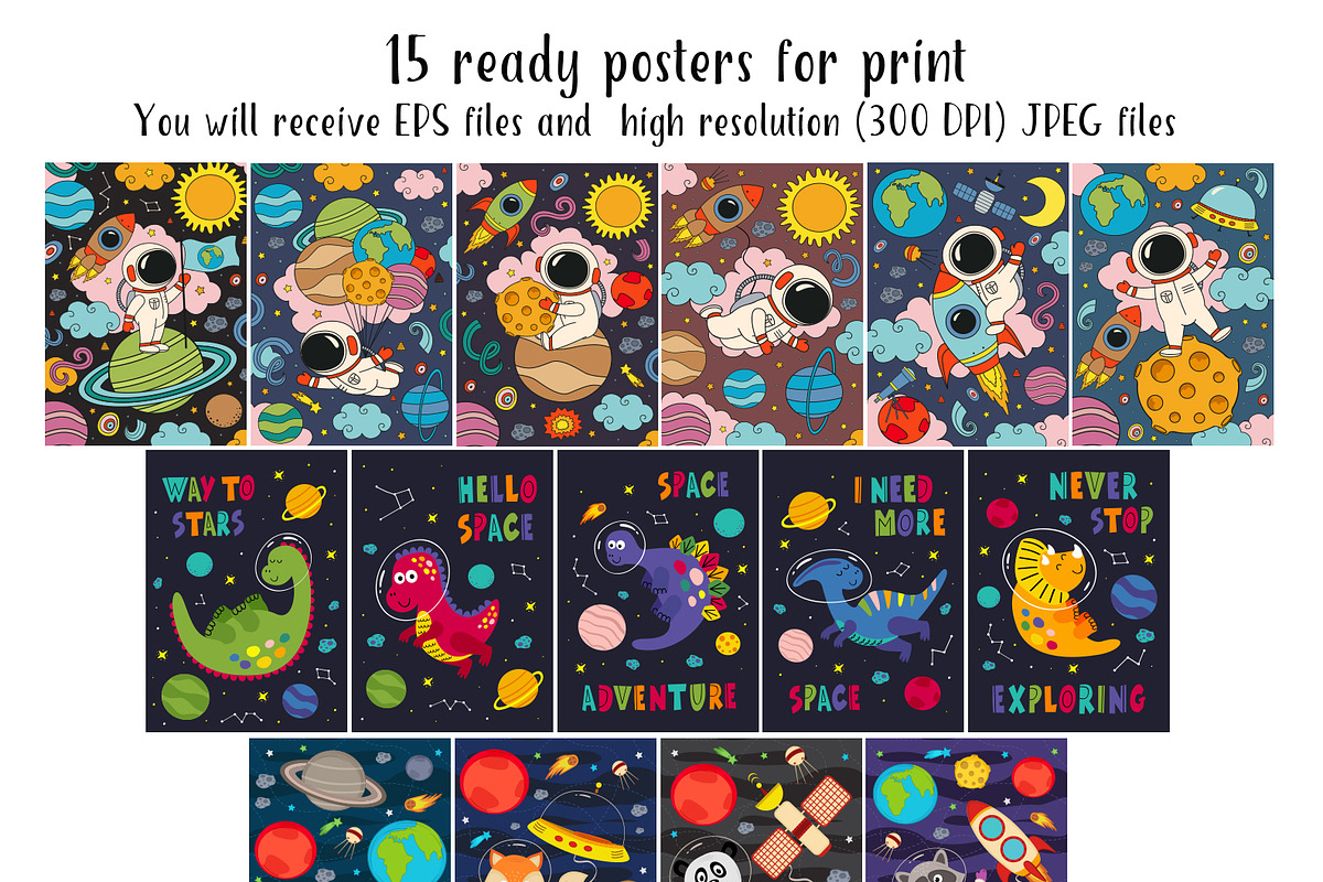 Kids Space Vector Clipart Bundle, a Decorative Illustration by NataKa (Photo 4 of 10)