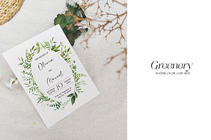 Greenery Watercolor Clipart