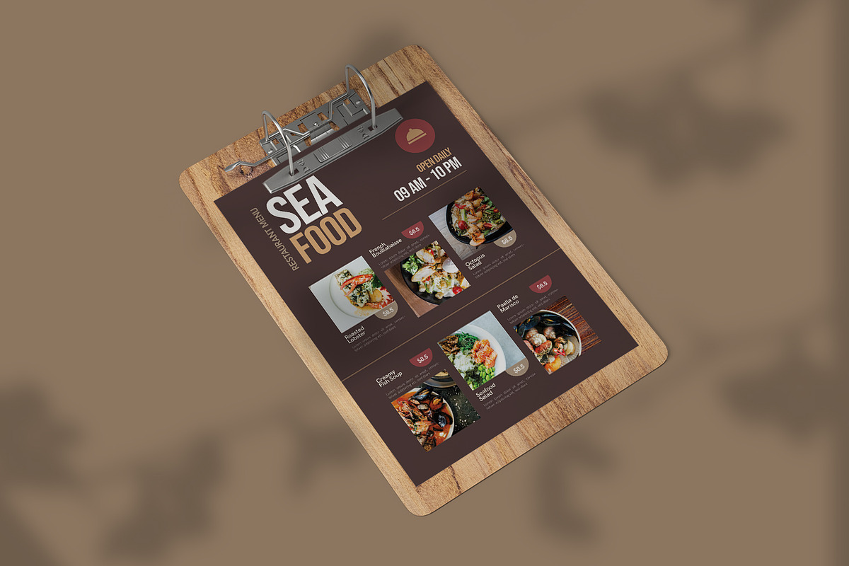 Seafood - Restaurant Menu, a Print Template by VUNIRA (Photo 3 of 3)