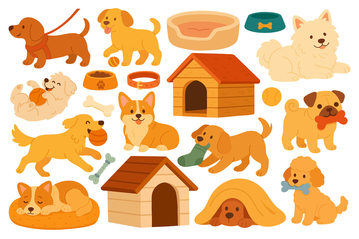 Cute Dogs Clipart Set, an Animal Illustration by ananastya (Photo 2 of 3)