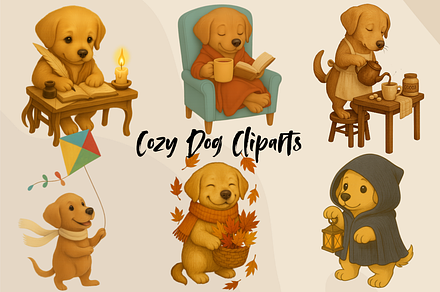 Cozy And Cute Dog Cliparts Vol.02