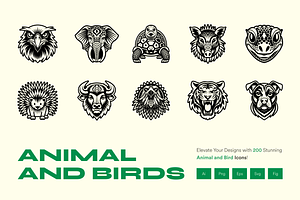 Animals and Birds Glyph Icon Set, a Solid Icon by Creative Stall