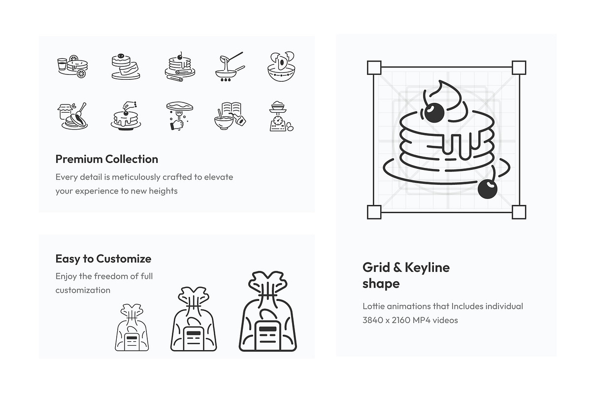 Animated Pancake Icon Pack, an Outline Icon by Prosymbols (Photo 3 of 4)