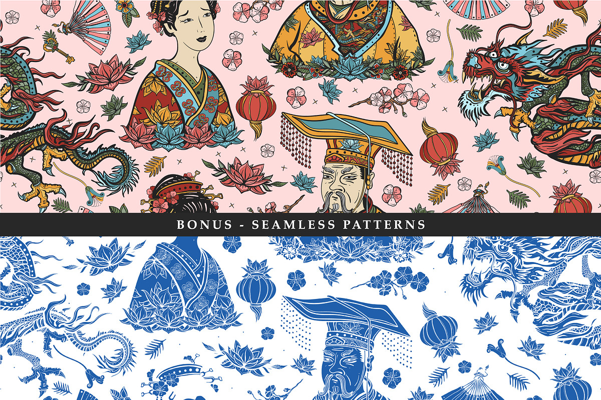 China old school tattoo, a Background Graphic by intueri (Photo 4 of 7)